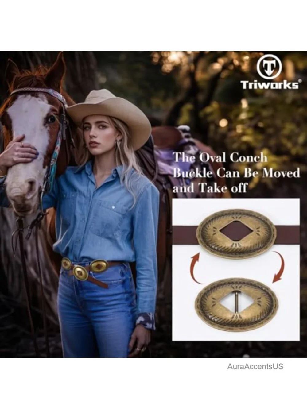 Western Oval Concho Studded Cowgirl Belt Fits Jeans Country Concert Outfit Boho